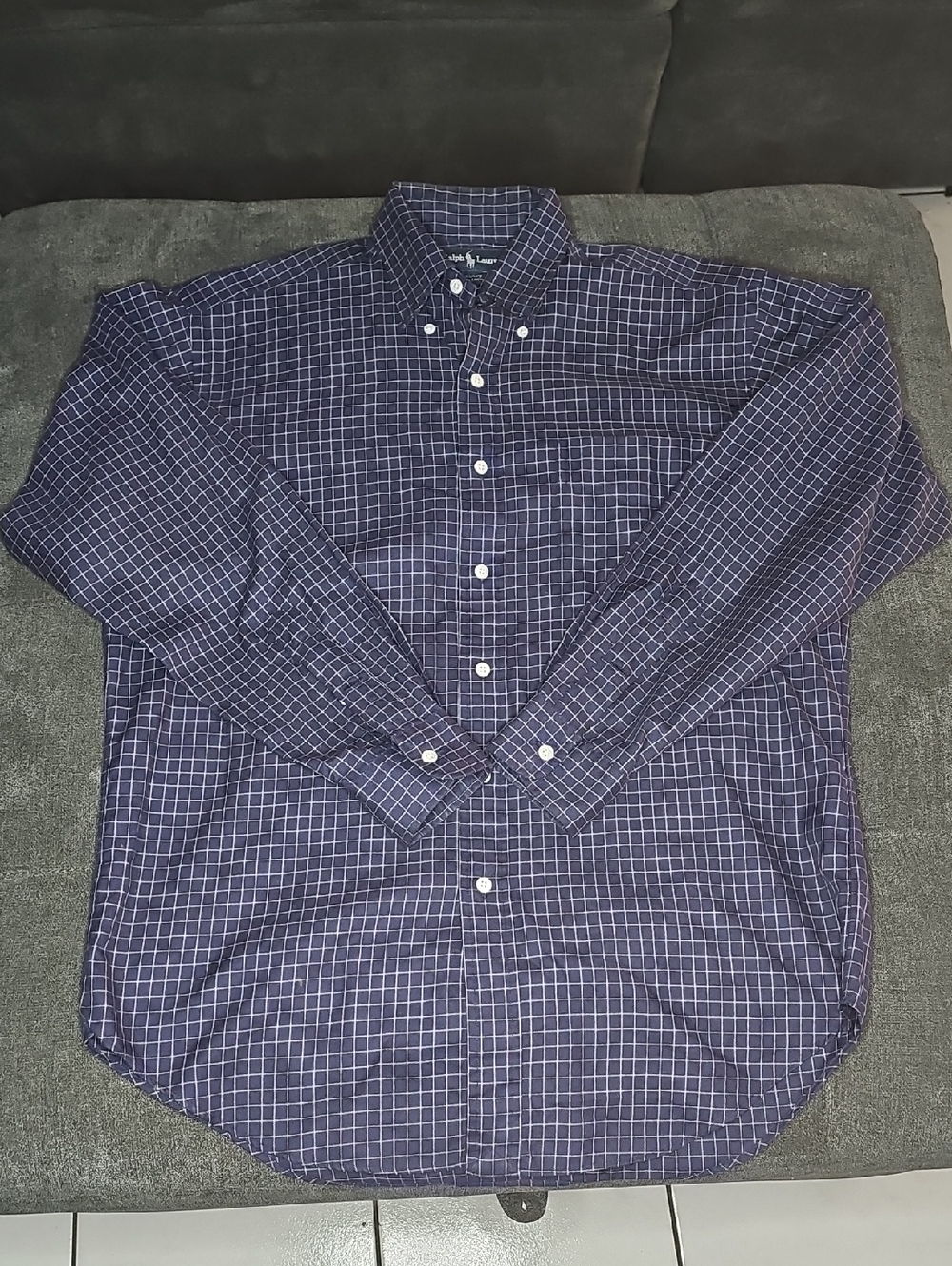 Ralph Lauren Navy Blue Windowpane Button-Down Shirt